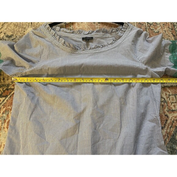 Talbots Small Blue/White Striped Embroidered Coastal Boho Bishop Cotton Top Work - Picture 8 of 8